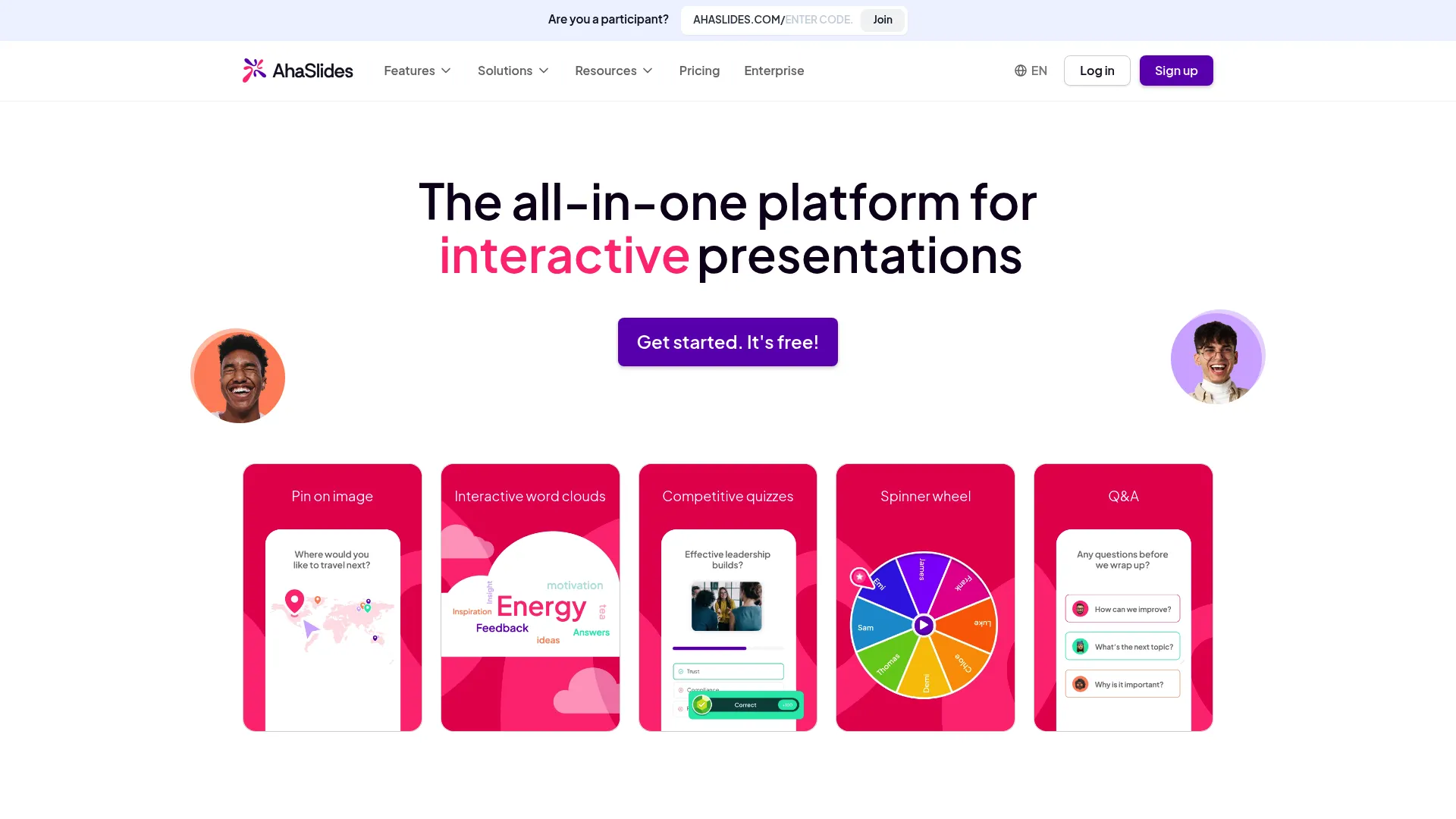 AhaSlides landing page