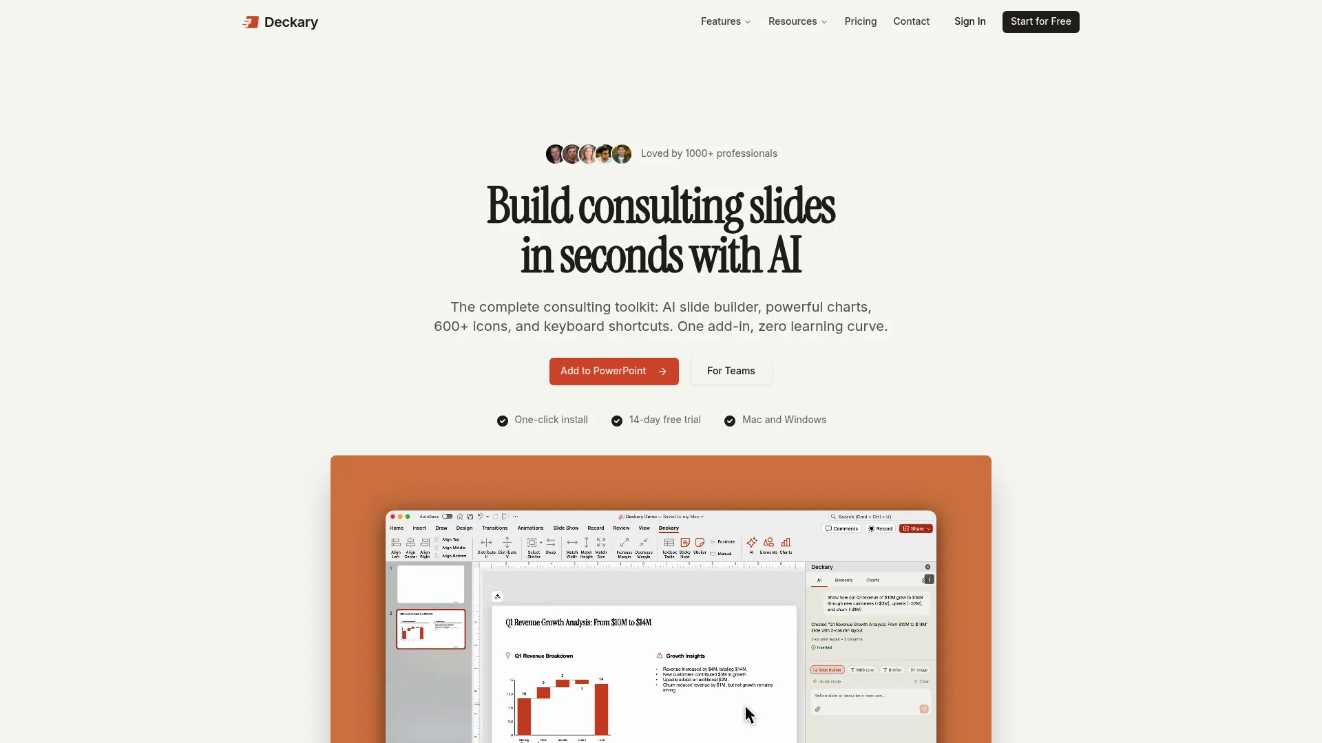 Deckary landing page