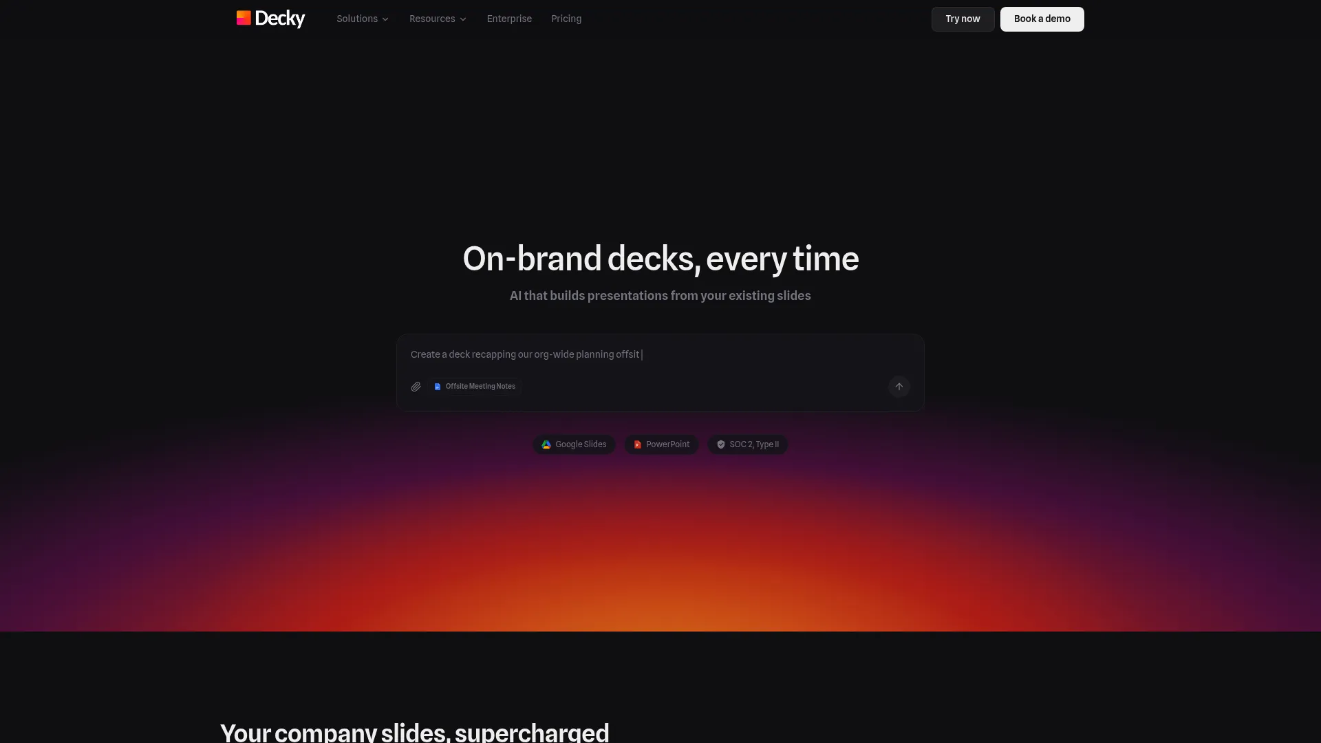 Decky landing page