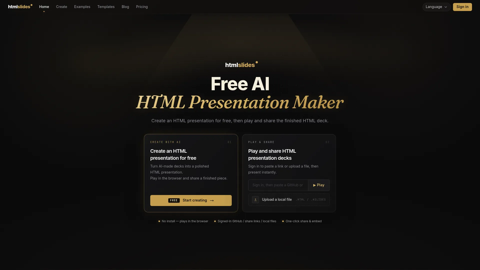 HtmlSlides landing page