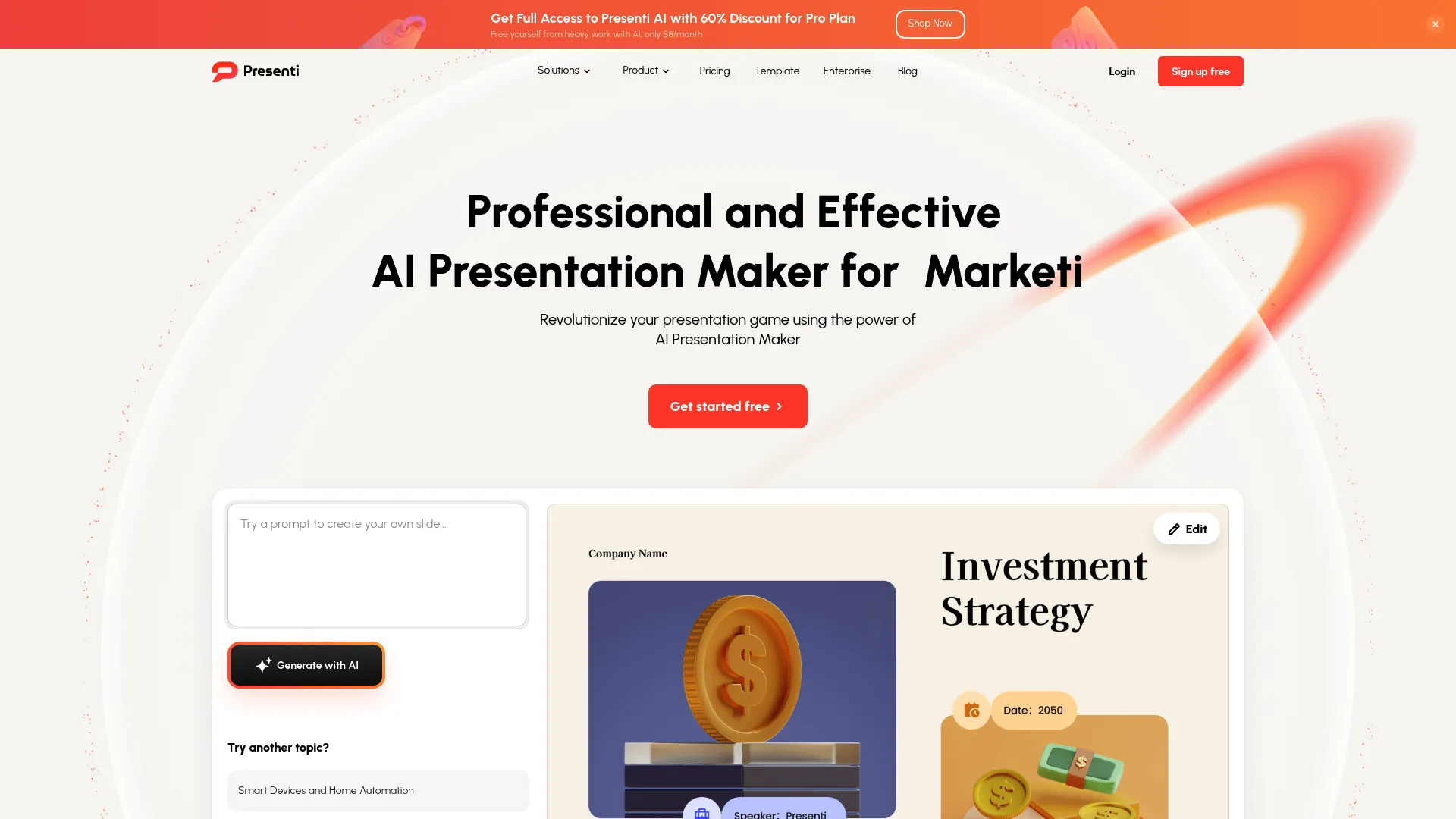 Presenti AI landing page