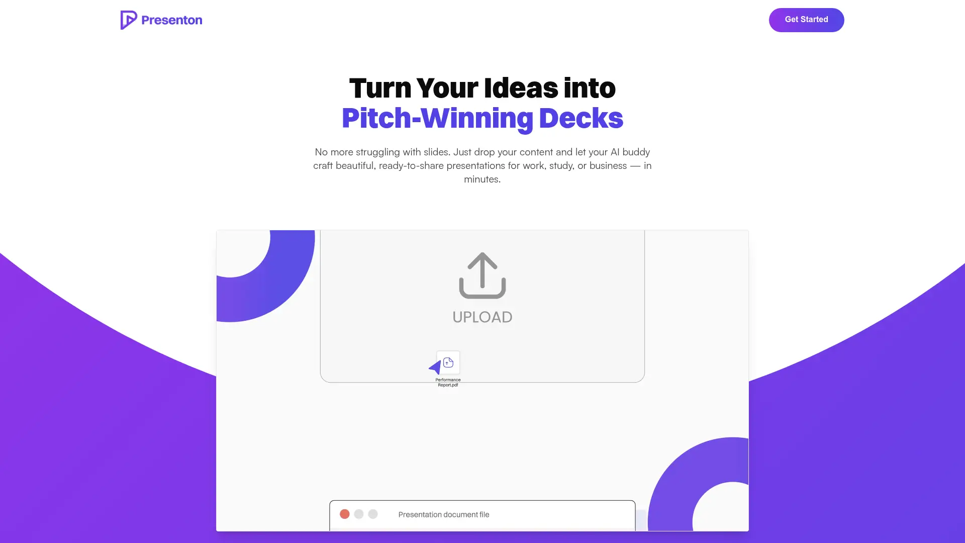 Presenton landing page