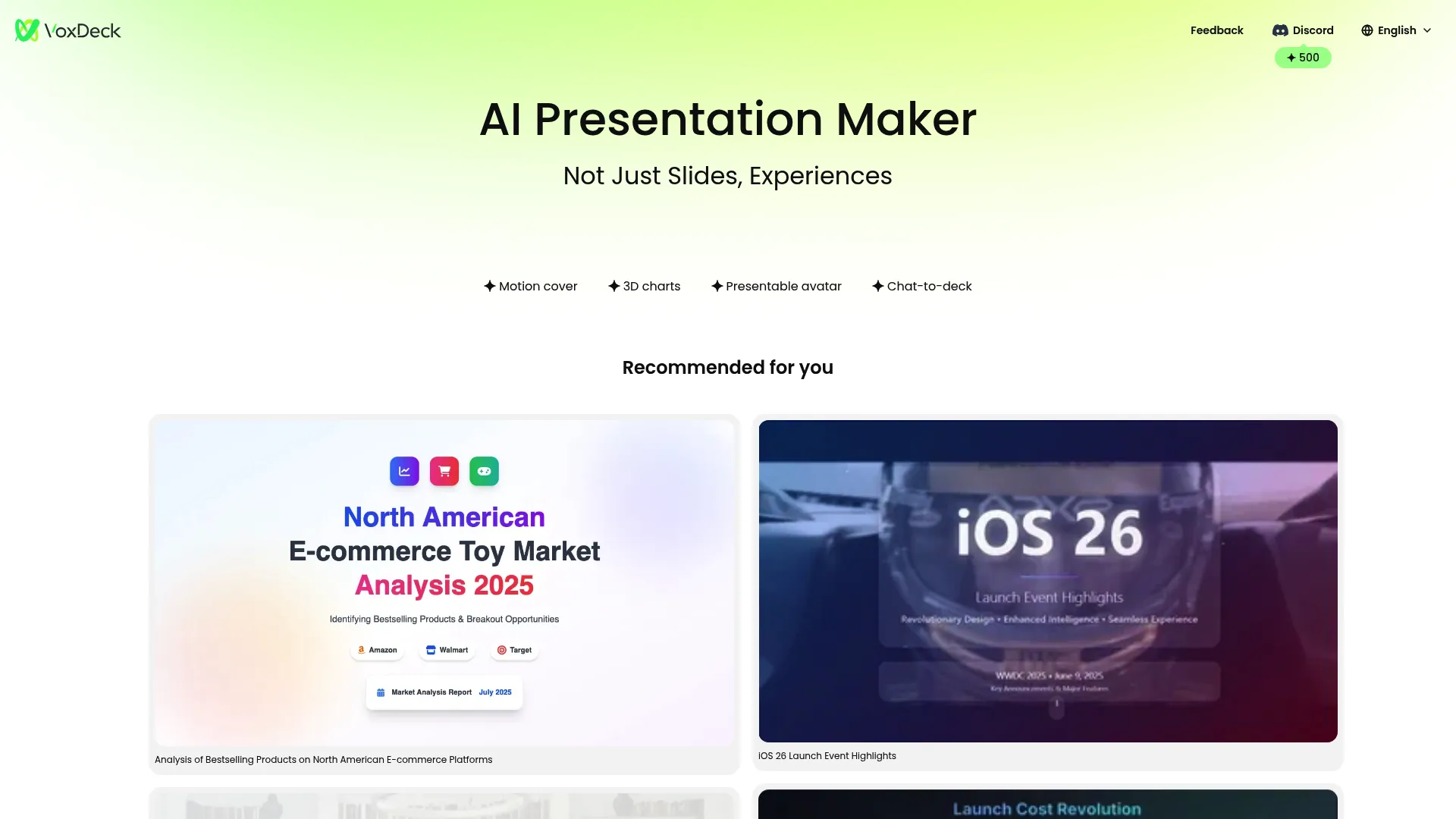 VoxDeck landing page